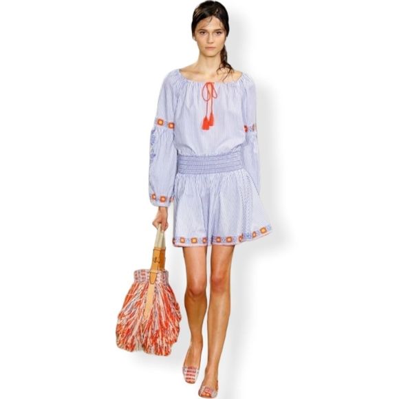 TORY BURCH Red/Blue Fringe "Frayed Tweed" Hobo 2016 Runway Bag - Picture 2 of 16